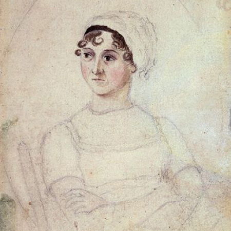 sketch of Jane Austen by Cassandra Austen, pencil and watercolour, circa 1810