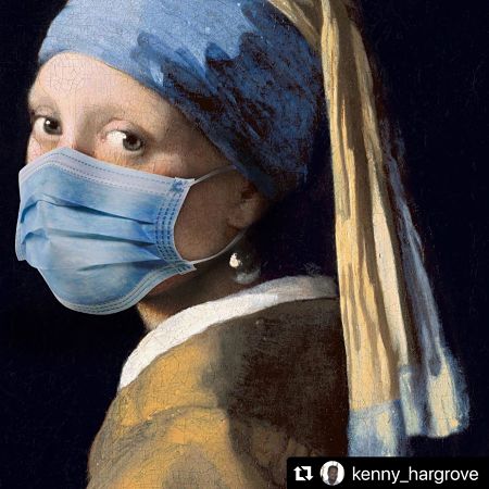 Vermeer's Girl with Pearl Earring with PPE mask