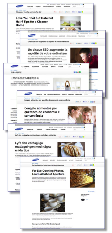 montage of Samsung web articles