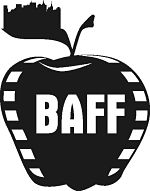 Apple with filmstrips on sides and letter BAFF - Big Apple Film Festival logo