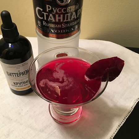 Glanders Inoculation cocktail with Bittermens Krupnik bitters and Russian Standard Potato Vodka