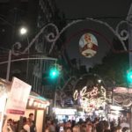 A picture of San Gennaro over Mulberry Street in Manhattan NYC's Little Italy