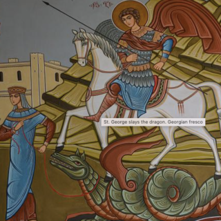 detail of St. George & the Dragon from a Georgian Fresco